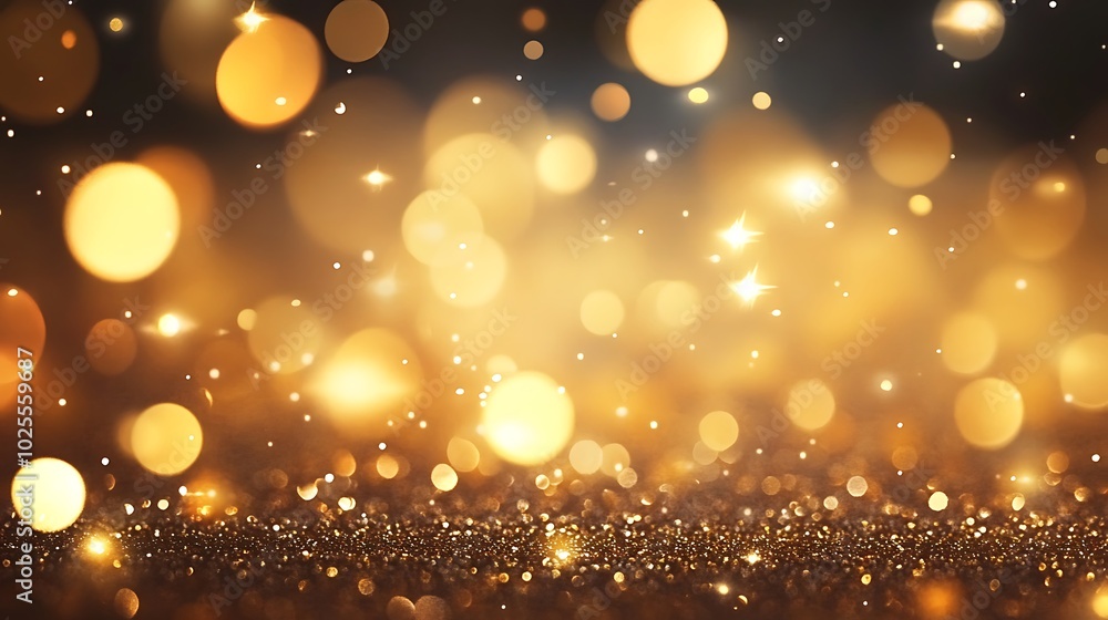 Golden Glitter Bokeh Lights Sparkling Abstract Background Golden Glitter Bokeh Lights Sparkling Abstract Background