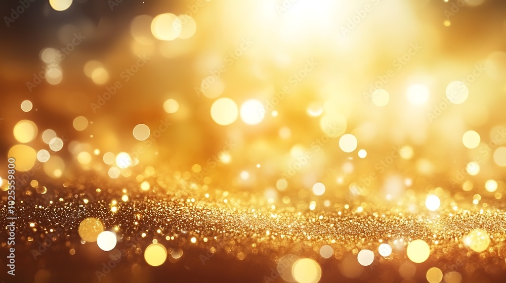 Golden Glitter Bokeh Lights Sparkling Abstract Background