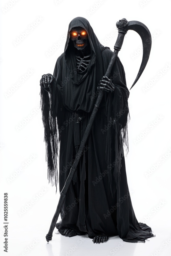 Grim reaper. Digital art painting drawing. Halloween theme poster.