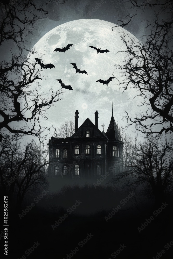 Fototapeta premium Haunted house. Halloween decoration element.