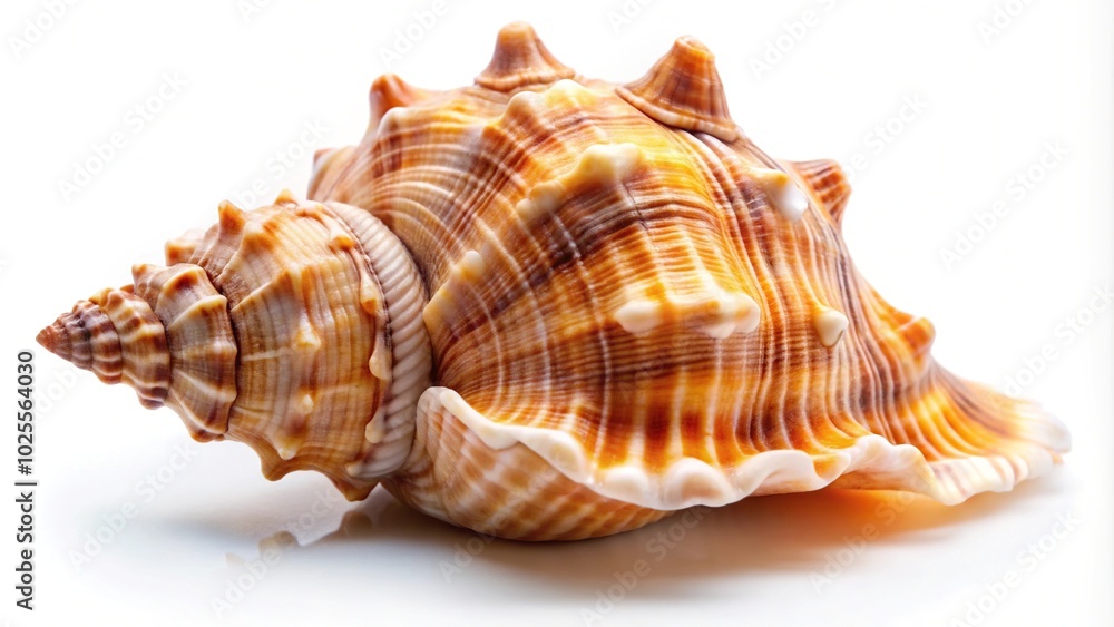 Detailed macro of sea shell on white background Detailed macro of sea shell on white background