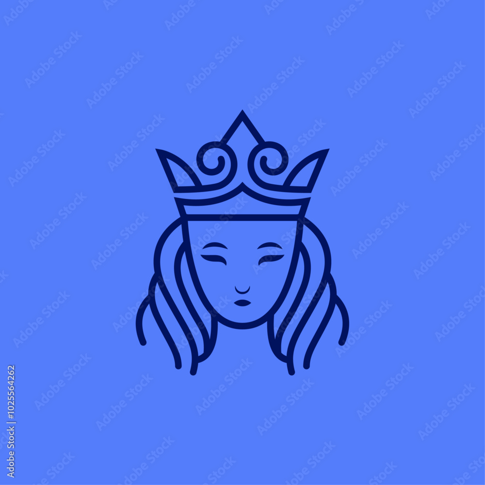 Fototapeta premium Queen logo line art design template 