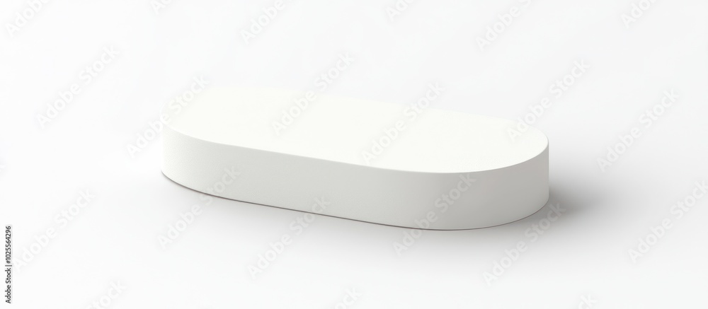 3D view of a white, oval-shaped specialty packaging box from a side angle. 3D view of a white, oval-shaped specialty packaging box from a side angle.