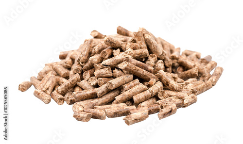 Cuadro en lienzo wood heating pellet isolated on white or transparent background