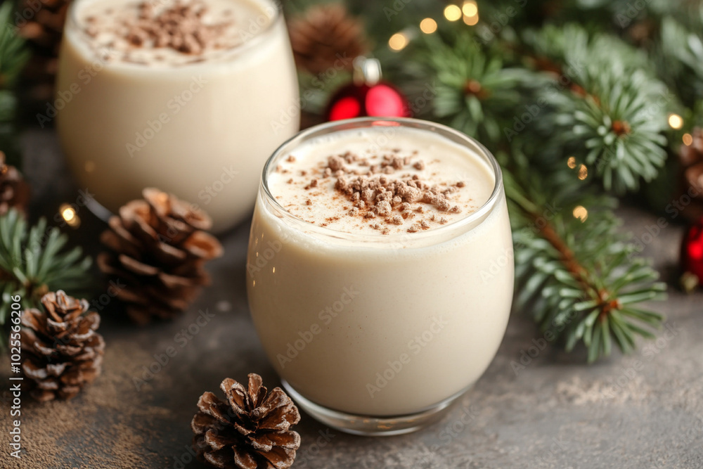 Delicious Christmas eggnog in glass. Delicious Christmas eggnog in glass.