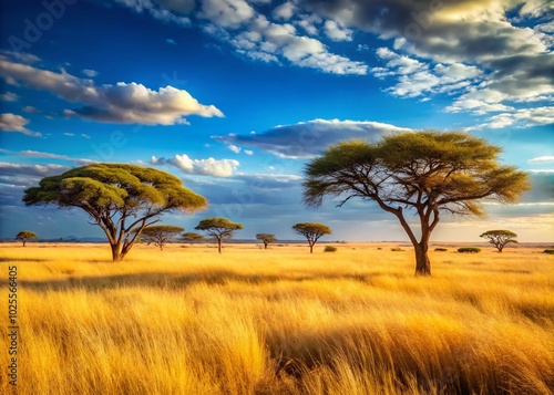 Expansive Savanna Landscape with Open Skies and Tall Grasses for Nature Lovers and Travel Enthusiasts