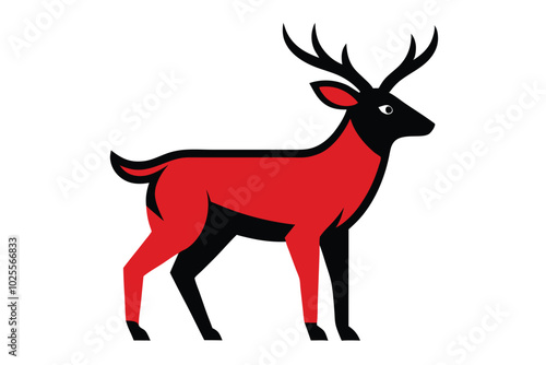 Solid color Red Deer animal vector design