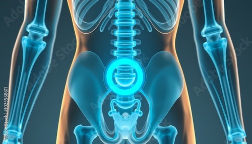 3D illustration of human pelvis bones