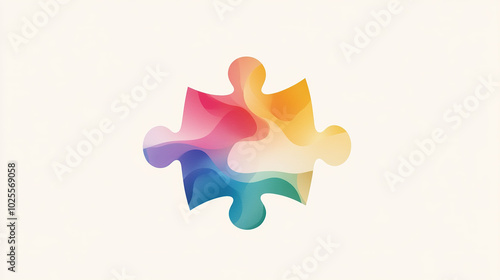 Minimalist illustration of autism research, featuring a rainbow puzzle piece symbolizing diversity and inclusion, set against a white background to highlight neurodiversity themes.