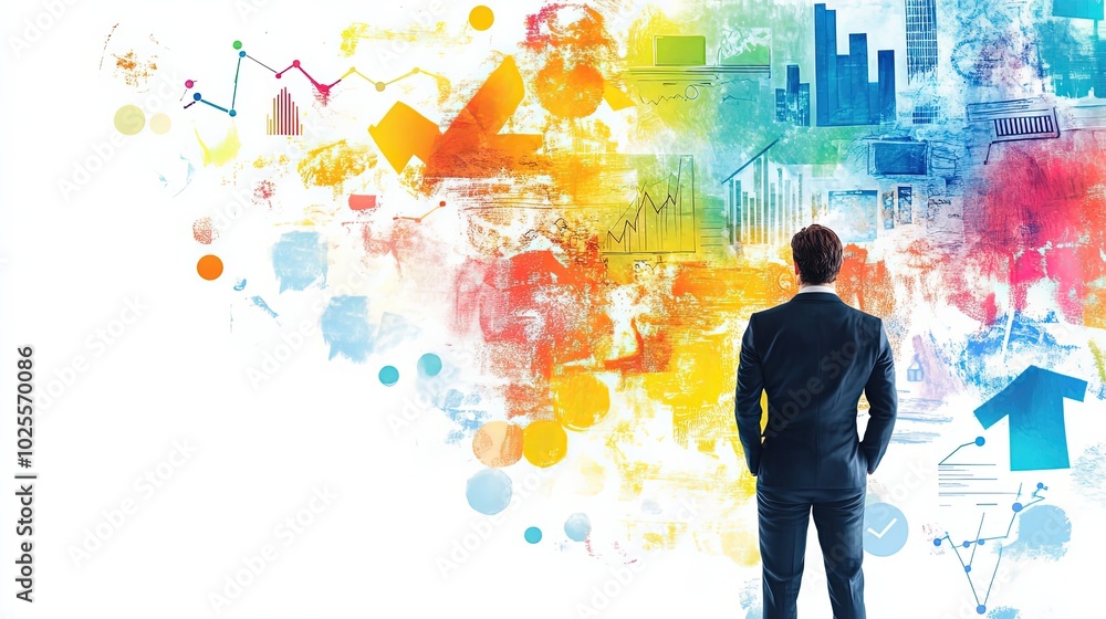 businessman with idea in background businessman with idea in background