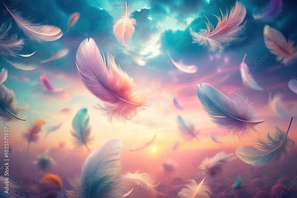 Dreamy feather background with pastel colors Dreamy feather background with pastel colors
