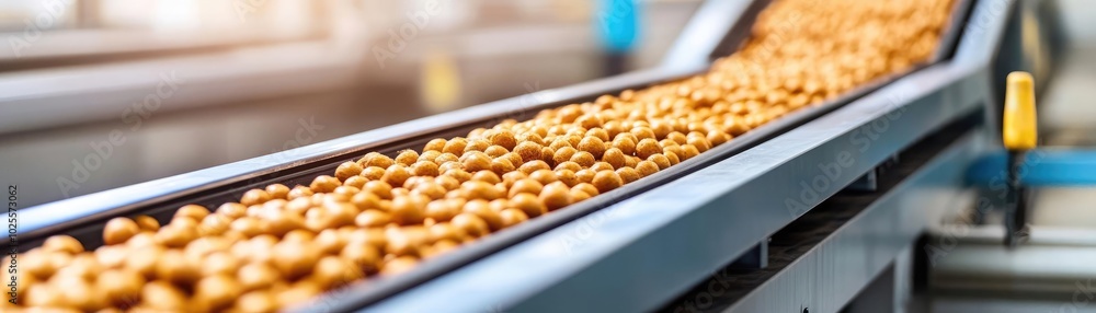 A conveyor belt transporting raw materials through a factory, conveyor belt production, factory efficiency A conveyor belt transporting raw materials through a factory, conveyor belt production, factory efficiency