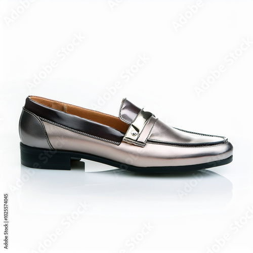 Elegant Metallic Loafer: A sophisticated women's shoe, showcasing a stylish design and luxurious metallic finish. Perfect for adding a touch of glam to your look!