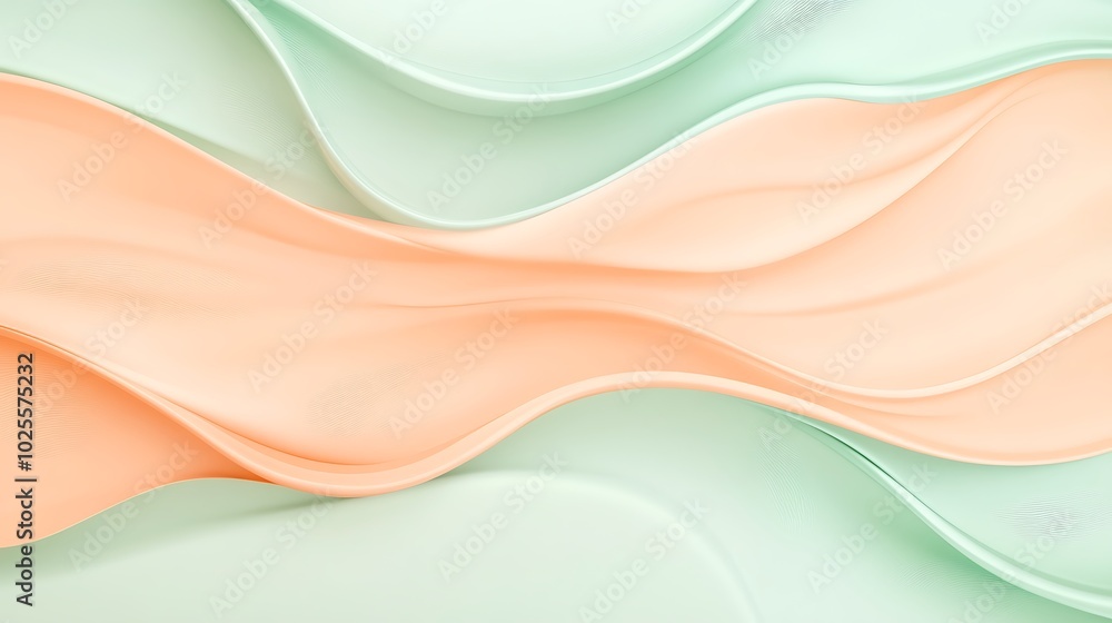 Abstract wavy background with a soft, smooth, flowing, pastel color palette in shades of orange and green. Abstract wavy background with a soft, smooth, flowing, pastel color palette in shades of orange and green.