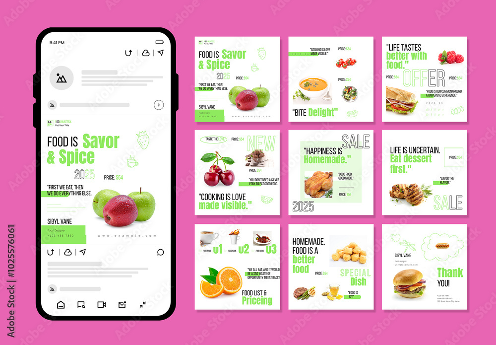 Content Layout Food Food Social Media Post Layout Stock Template | Adobe Stock