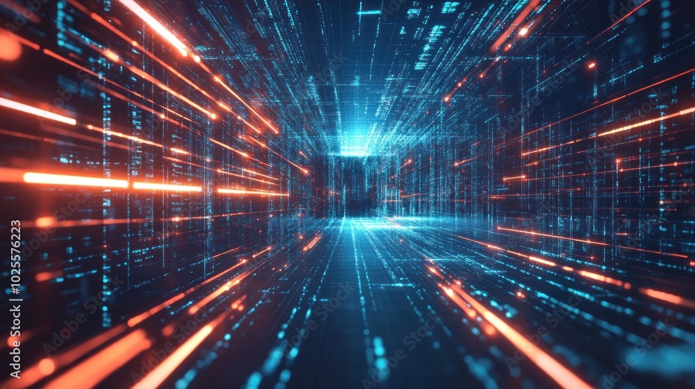 A futuristic tunnel of light and data streams, symbolizing technology and digital connectivity. A futuristic tunnel of light and data streams, symbolizing technology and digital connectivity.