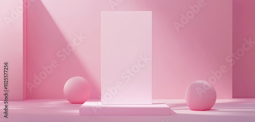 Matte finish and soft shadows on a tall, blank 3D jewelry display pedestal, rectangular. photo