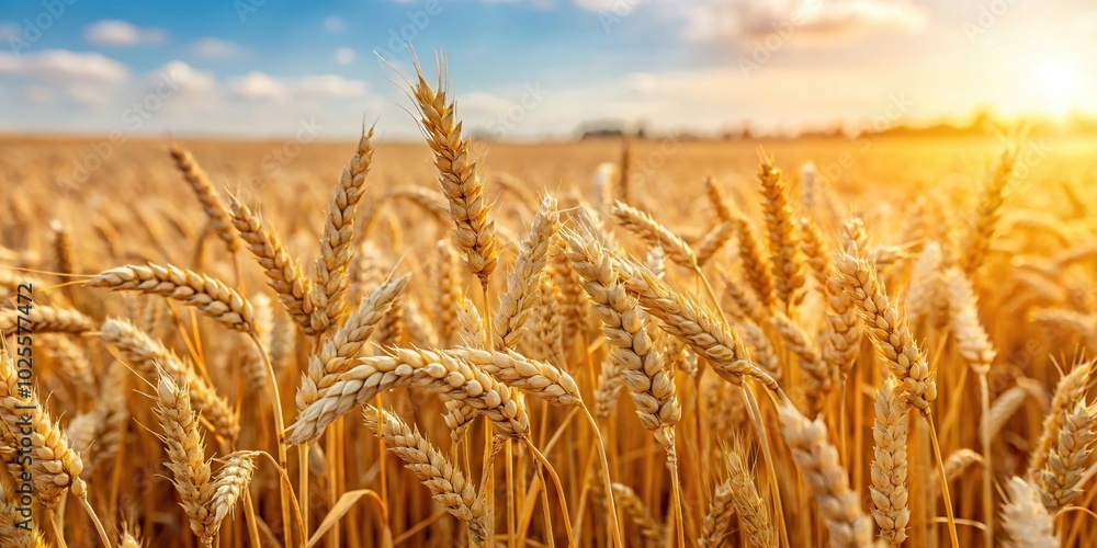 Dry wheat ready for harvest in farm field with leading lines Dry wheat ready for harvest in farm field with leading lines