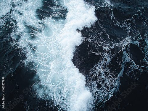 Wallpaper Mural ocean waves, capturing the energy and movement of the black and white water. Torontodigital.ca