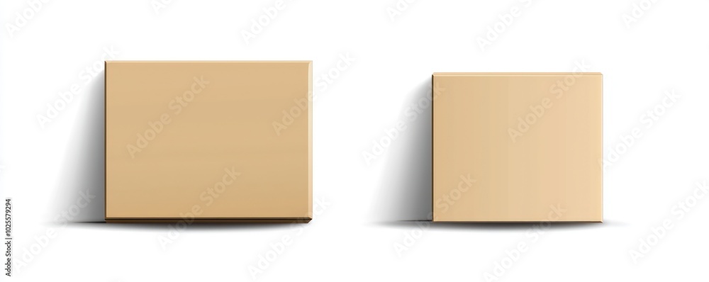 Design a vector of two blank boxes, showing both open and closed states, isolated. Design a vector of two blank boxes, showing both open and closed states, isolated.