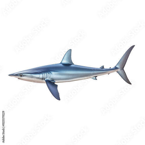 Realistic depiction of a shark swimming gracefully in clear ocean water photo