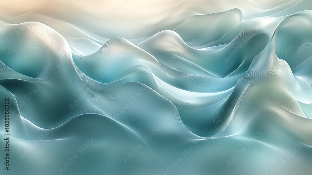 Fototapeta premium Abstract blue and white wavy background.