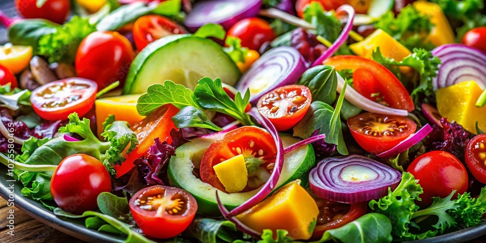 Fresh and Colorful Salad Tossing with Vibrant Vegetables and Greens for Healthy Eating and Meal Prep Ideas Fresh and Colorful Salad Tossing with Vibrant Vegetables and Greens for Healthy Eating and Meal Prep Ideas
