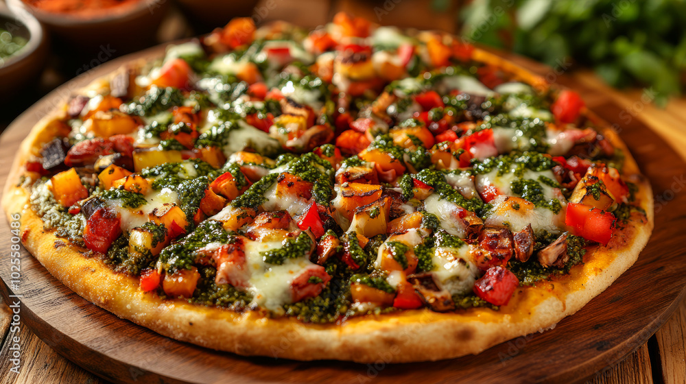 Colorful Gourmet Pizza with Fresh Ingredients Colorful Gourmet Pizza with Fresh Ingredients