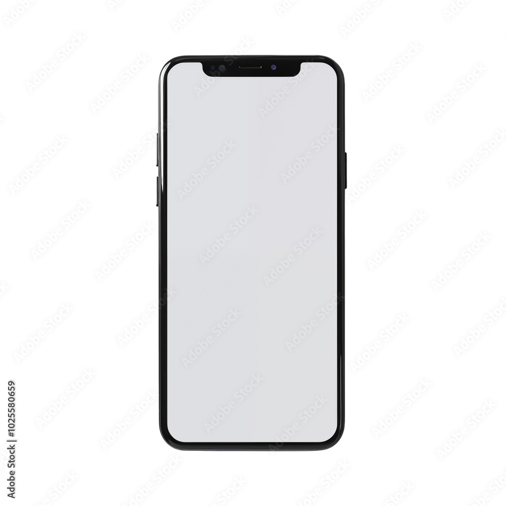 A sleek modern smartphone on a white surface in a minimalist setting A sleek modern smartphone on a white surface in a minimalist setting