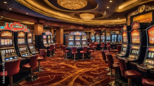 casino background with only slot machines generate ai