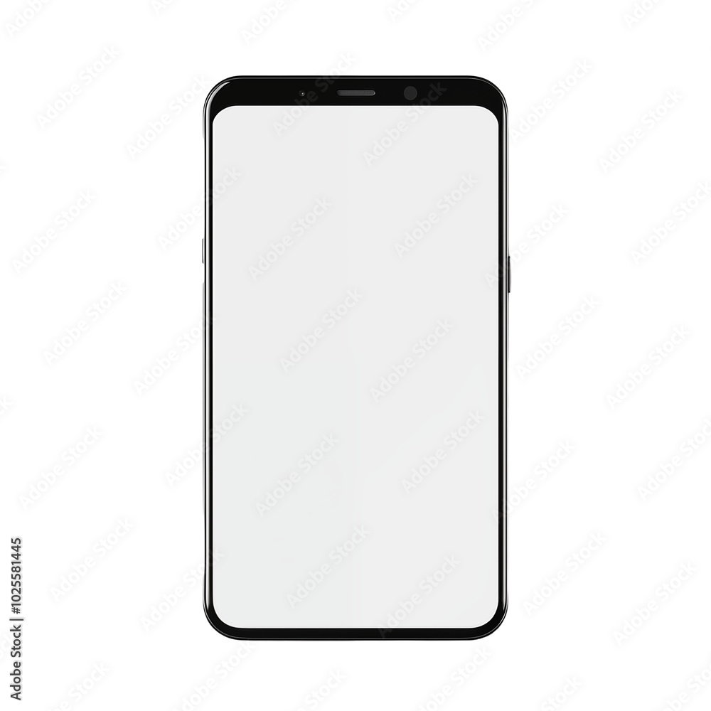 Modern smartphone with blank screen on transparent background, ideal for design or advertising needs Modern smartphone with blank screen on transparent background, ideal for design or advertising needs