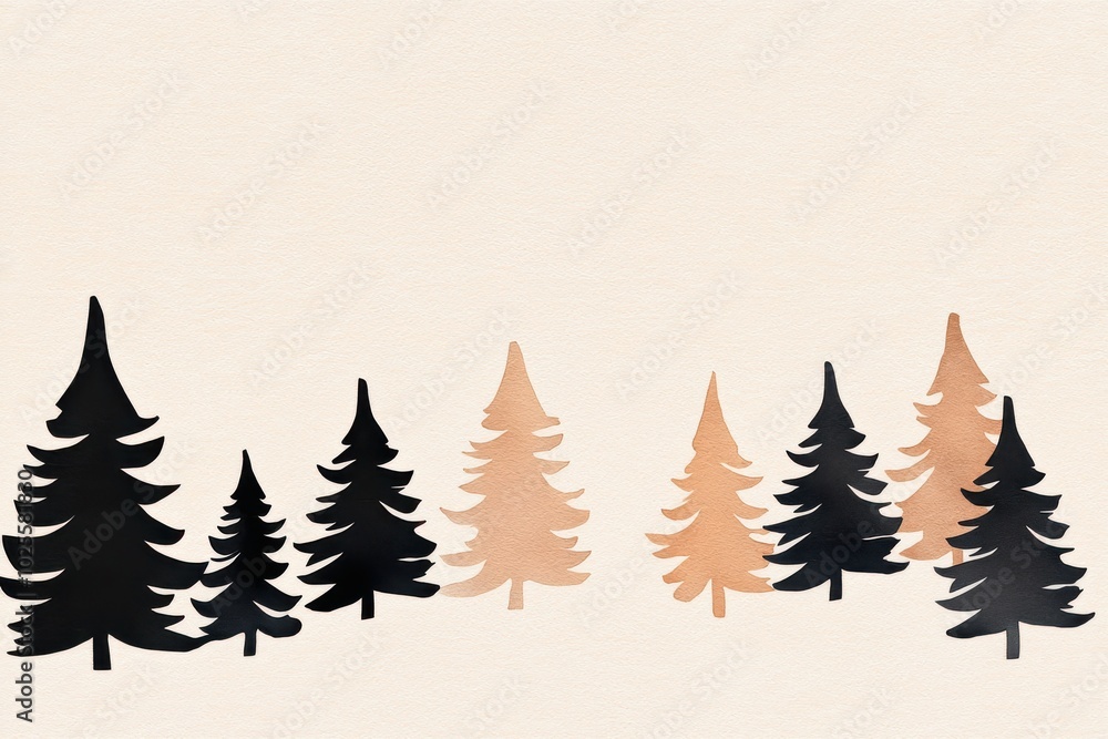 Obraz premium Stylized trees illustration, white isolate background