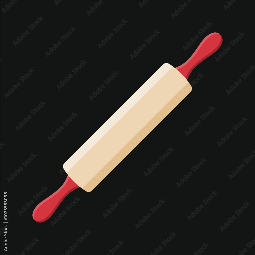 Rolling pin flat vector design isolated on black background Rolling pin flat vector design isolated on black background