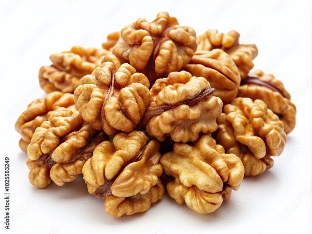 Fresh Walnut Kernel Isolated on White Background for Healthy Food, Nutrition, and Culinary Uses - High-Quality Image Fresh Walnut Kernel Isolated on White Background for Healthy Food, Nutrition, and Culinary Uses - High-Quality Image