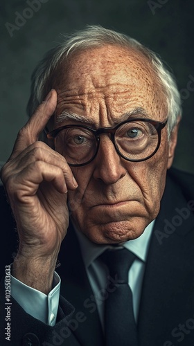 Thoughtful Senior Man in Suit