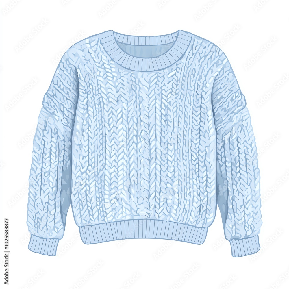 Fototapeta premium Cozy blue knitted sweater on white isolated background.