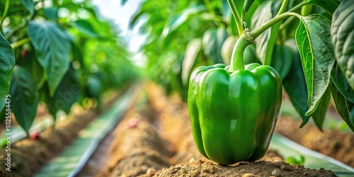 Ecologically clean cultivation of a large green pepper on a plant