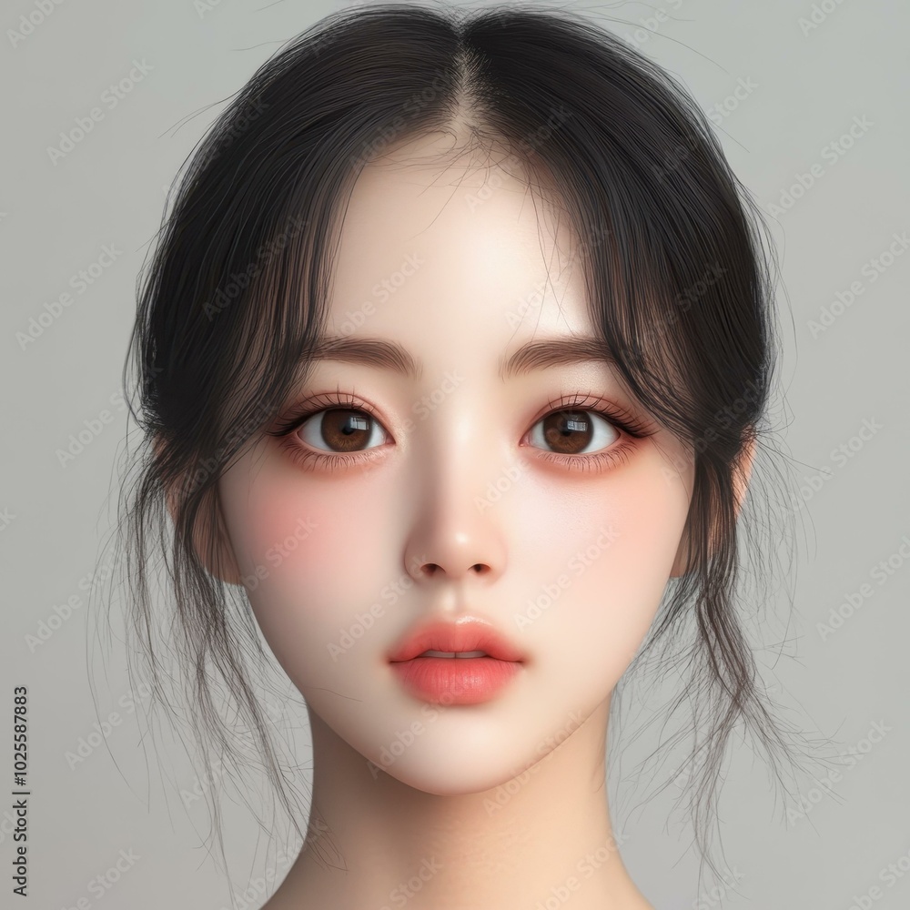 A young woman radiates pop idol allure with her luminous skin, expressive eyes, and elegant waves, epitomizing modern beauty. A young woman radiates pop idol allure with her luminous skin, expressive eyes, and elegant waves, epitomizing modern beauty.