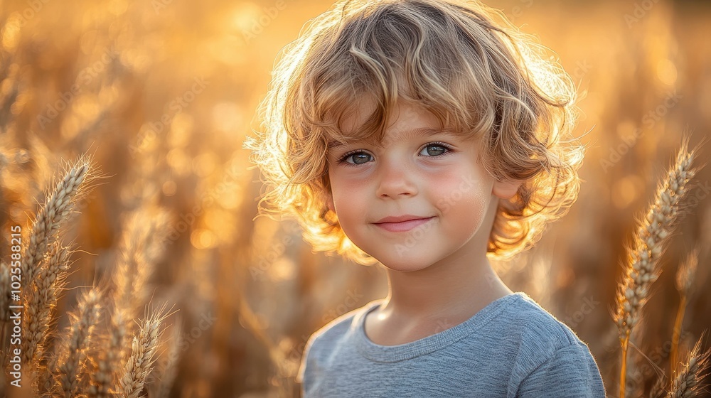 A cheerful child beams in a sunlit field, radiating pure joy and innocence against a backdrop of natures beauty. A cheerful child beams in a sunlit field, radiating pure joy and innocence against a backdrop of natures beauty.