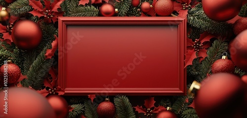 3D video frame with festive red border, ideal for holiday greetings.
