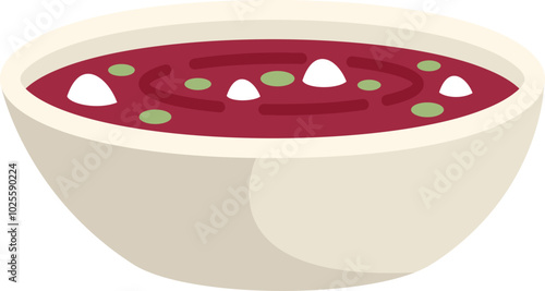 This vector illustration features a delicious looking bowl of borscht soup, perfect for food bloggers, restaurant menus, and more