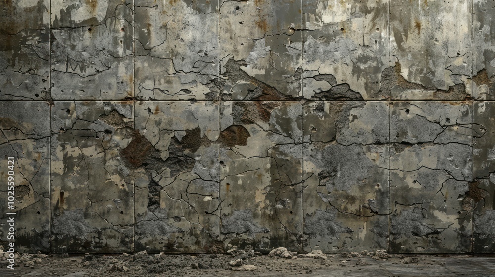 Fototapeta premium Weathered Concrete Wall with Cracked Surface and Flaking Paint