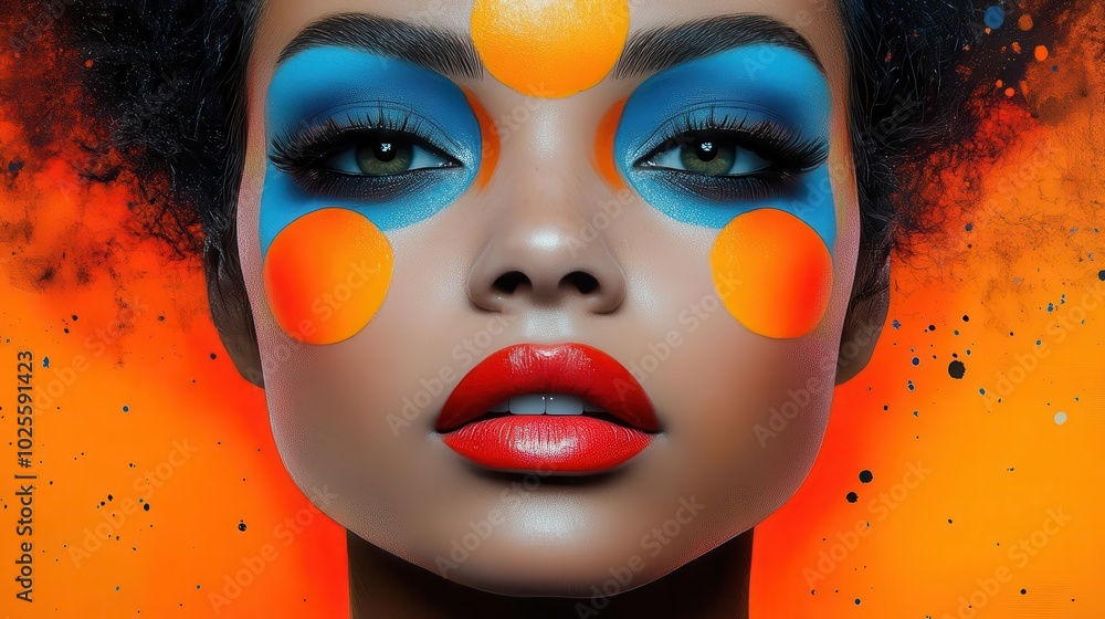 abstract retro portrait of a woman showcasing bold makeup and a unique hairstyle the artistic style highlights individuality and selfexpression rendered in bright engaging colors abstract retro portrait of a woman showcasing bold makeup and a unique hairstyle the artistic style highlights individuality and selfexpression rendered in bright engaging colors