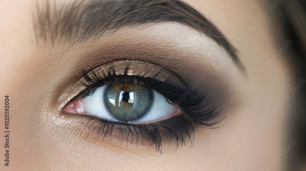 Naklejka premium Natural Smokey Eye Look with Clean Lashes