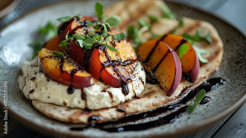 Delightful Grilled Peaches with Cream and Drizzle: A Gourmet Culinary Experience photo