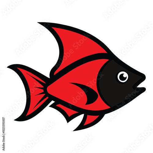 Solid color Red-Lipped Batfish animal vector design