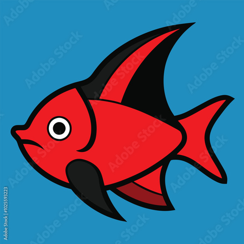 Solid color Red-Lipped Batfish animal vector design