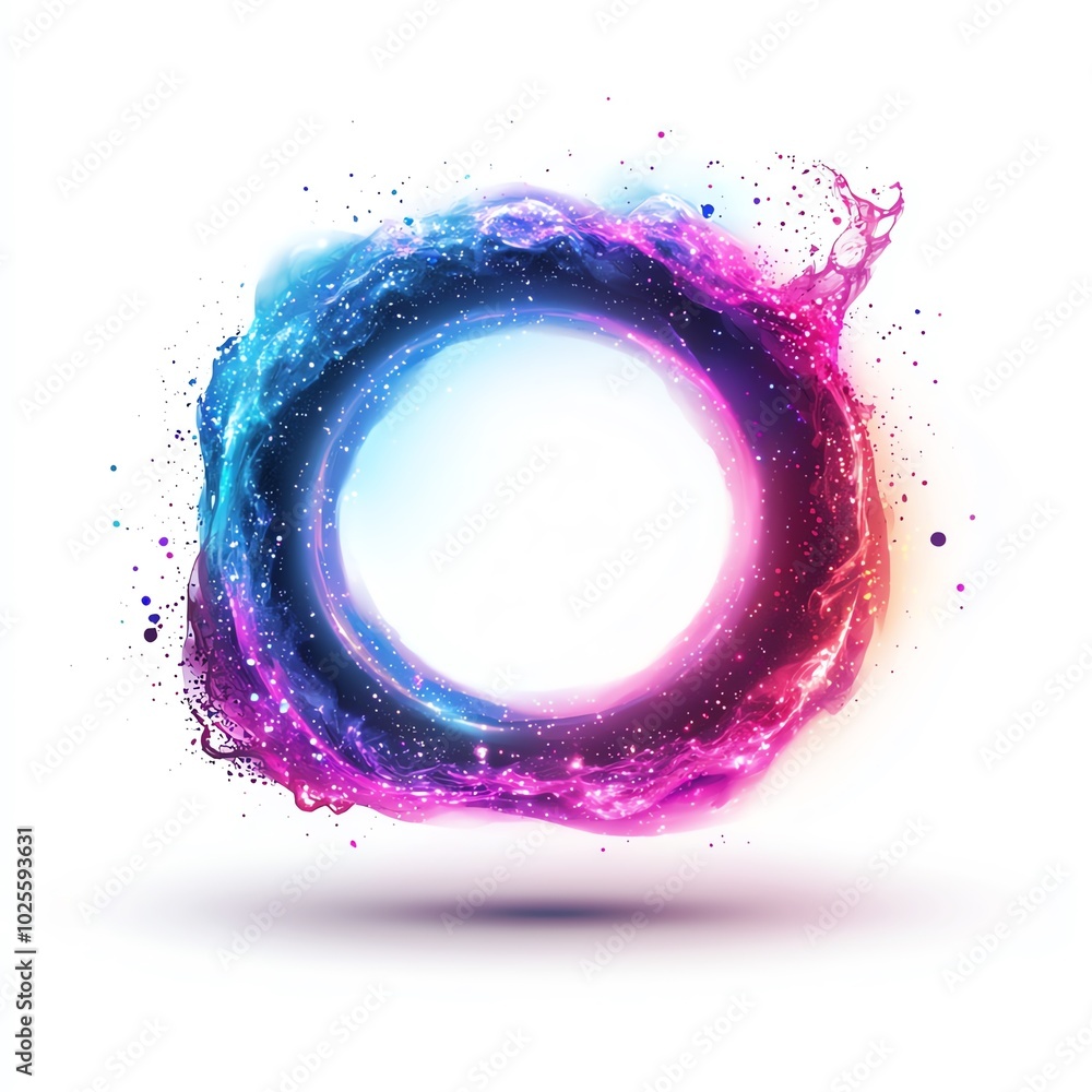 Colorful splash design with vibrant shades and a circular form on a white isolated background. Colorful splash design with vibrant shades and a circular form on a white isolated background.