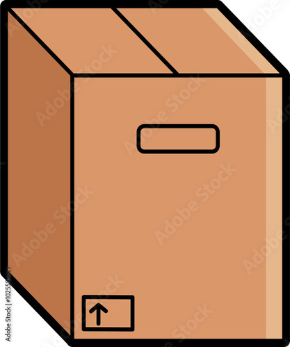 Closed cardboard box colored illustration vector