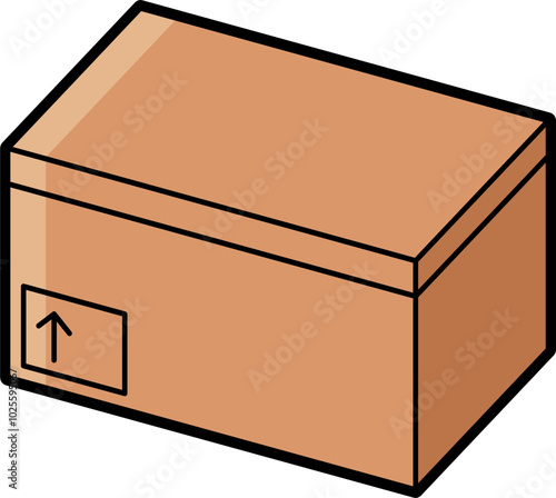 Closed cardboard box colored illustration vector